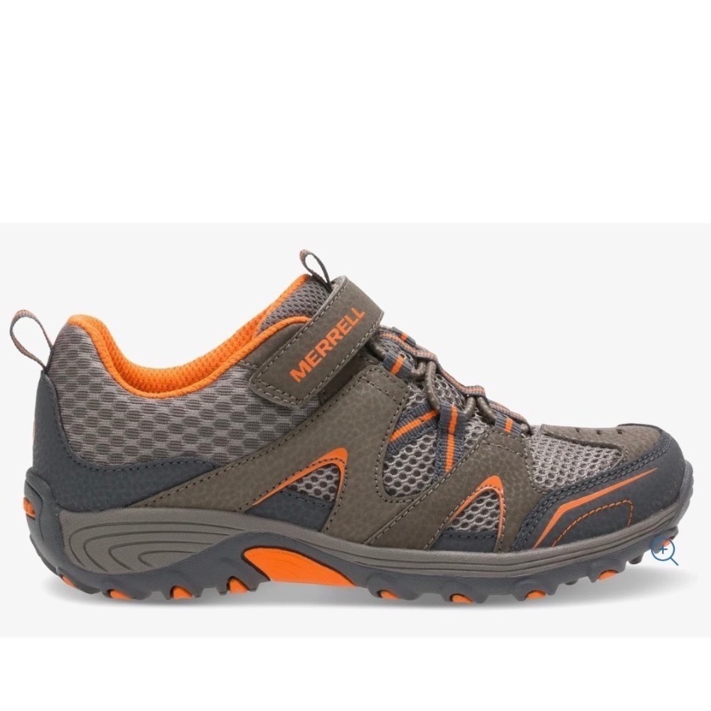 Merrell Kids Grey Orange Hiking Shoes  Trail Sneakers Size 2M